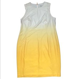 New Calvin Klein Scuba White and Yellow Gradient Dress Size 18W